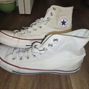 White Converse High Tops Size 9